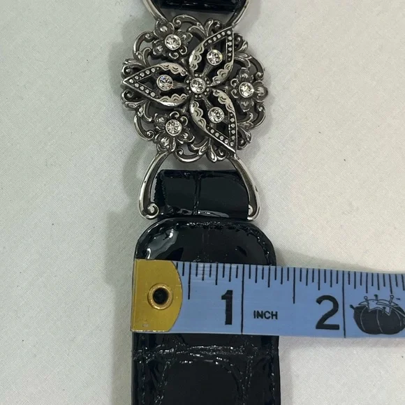 Brighton Rhinestone Croc Embossed Leather Belt 34 - Picture 7 of 10